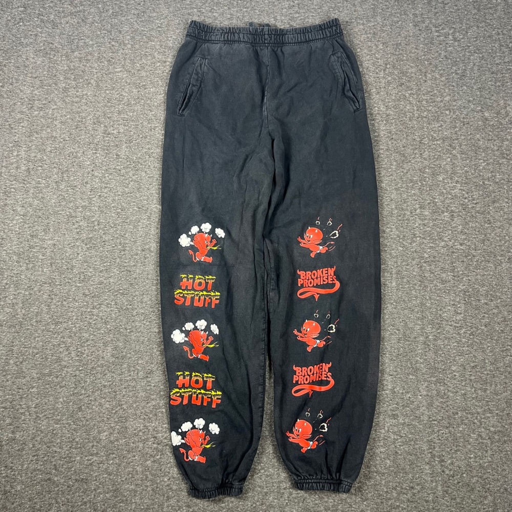 Broken Promises Hot Stuff Sweatpants Men Medium Black Graphic Joggers Streetwear